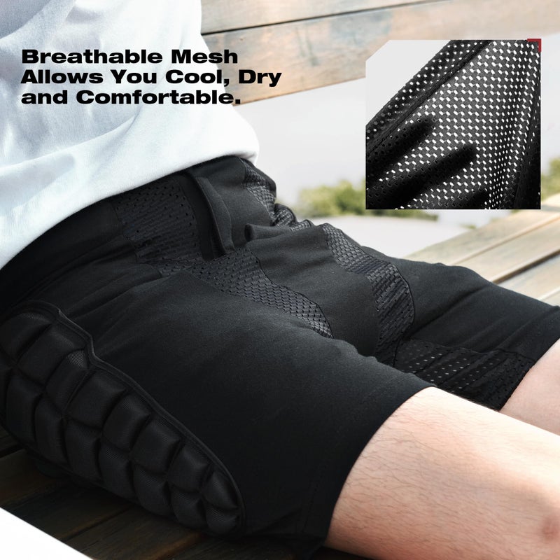 Soared 3D Protection Hip Butt EVA Paded Short Pants Protective Gear Guard Impact Pad Ski Ice Skating Snowboard Black XS - Image 3